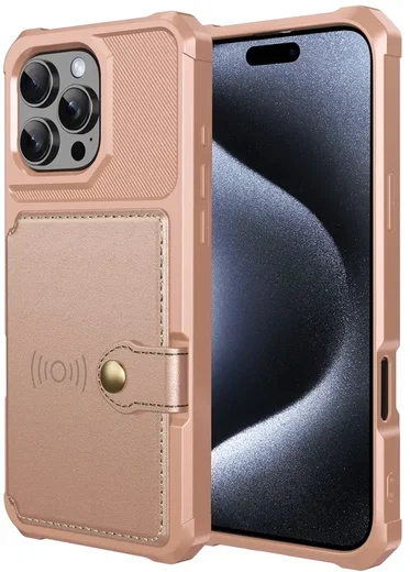 Apple iPhone 16 Pro Max TPU Back Cover met Kunstleren Wallet Roze afbeelding 8