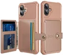 Apple iPhone 17 TPU Back Cover met Kunstleren Wallet Roze