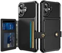 Apple iPhone 17 TPU Back Cover met Kunstleren Wallet Zwart
