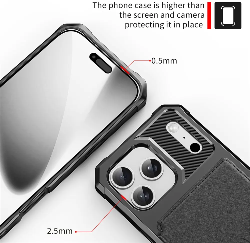 Apple iPhone 17 Pro TPU Back Cover met Kunstleren Wallet Zwart afbeelding 9