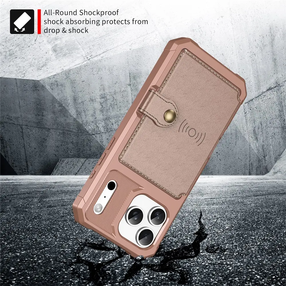 Apple iPhone 17 Pro Max TPU Back Cover met Kunstleren Wallet Roze afbeelding 3