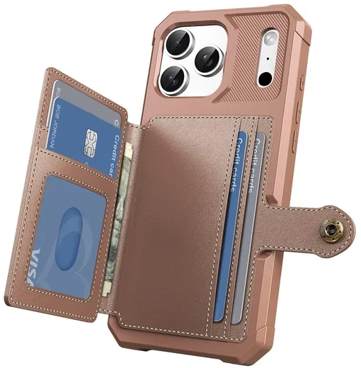 Apple iPhone 17 Pro Max TPU Back Cover met Kunstleren Wallet Roze afbeelding 2