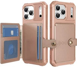 Apple iPhone 17 Pro Max TPU Back Cover met Kunstleren Wallet Roze afbeelding