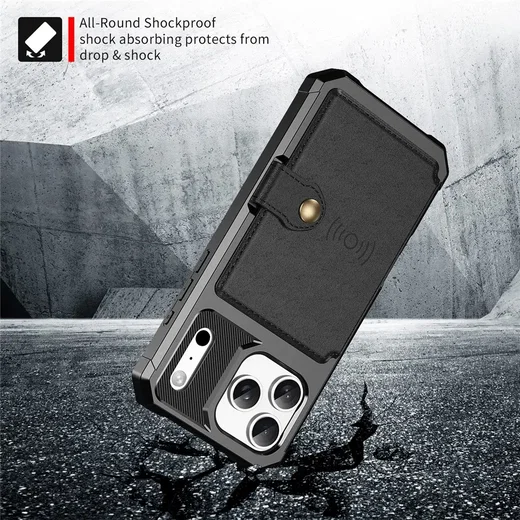 Apple iPhone 17 Pro Max TPU Back Cover met Kunstleren Wallet Zwart afbeelding 7