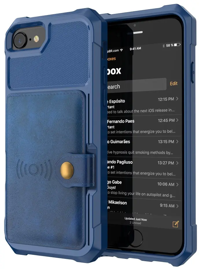Apple iPhone SE (2020 / 2022) TPU Back Cover met Kunstleren Wallet Blauw afbeelding 2
