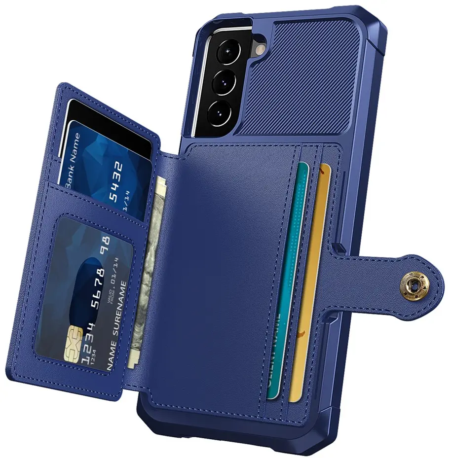 Samsung Galaxy S22 TPU Back Cover met Kunstleren Wallet Blauw afbeelding 1