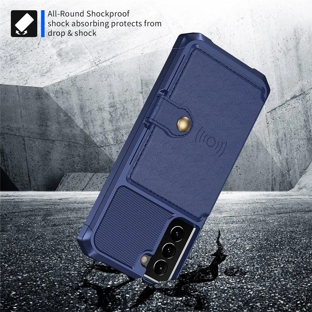 Samsung Galaxy S22 TPU Back Cover met Kunstleren Wallet Blauw afbeelding 3