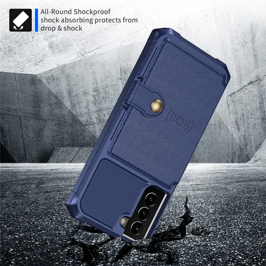 Samsung Galaxy S22 TPU Back Cover met Kunstleren Wallet Blauw afbeelding 3