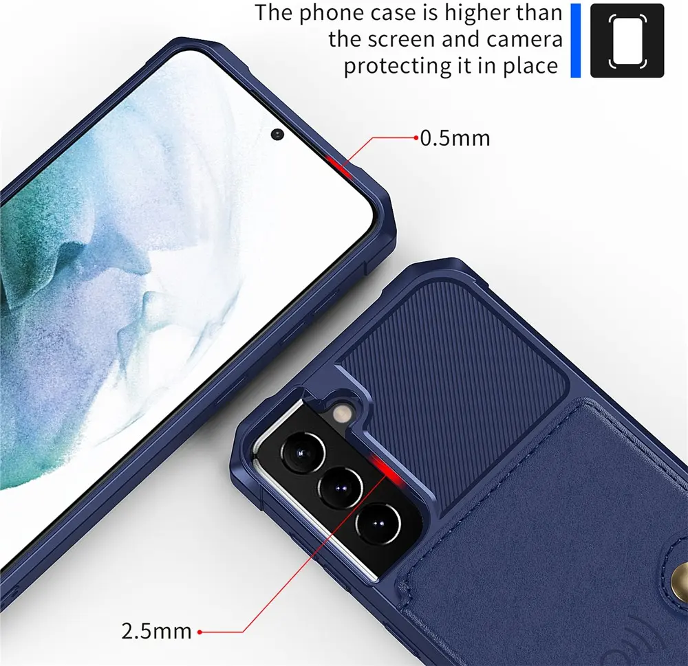 Samsung Galaxy S22 TPU Back Cover met Kunstleren Wallet Blauw afbeelding 7