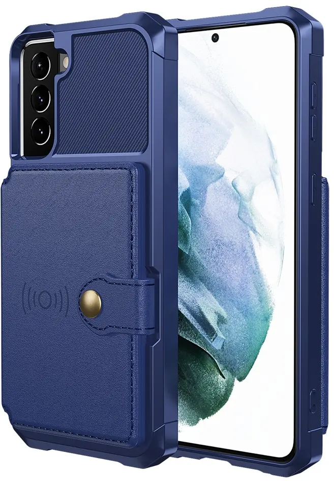 Samsung Galaxy S22 TPU Back Cover met Kunstleren Wallet Blauw afbeelding 2