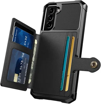 Samsung Galaxy S22 TPU Back Cover met Kunstleren Wallet Zwart