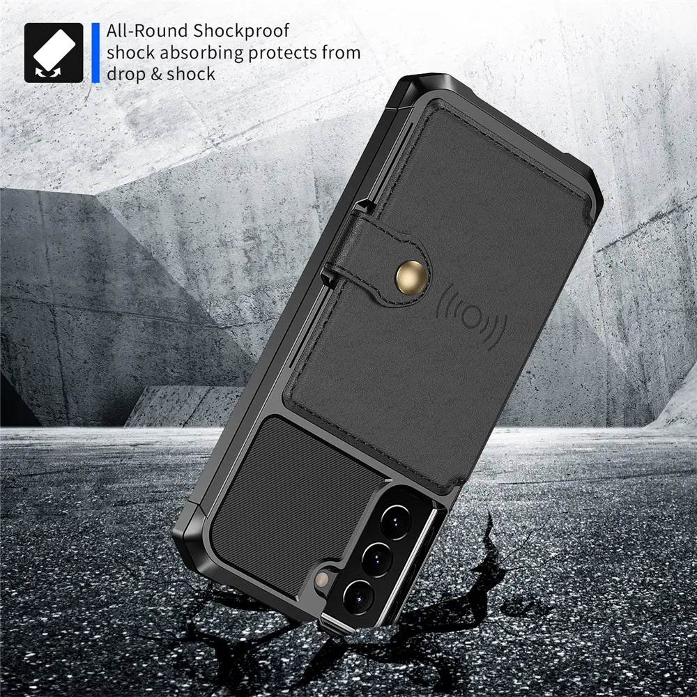 Samsung Galaxy S22 TPU Back Cover met Kunstleren Wallet Zwart afbeelding 3