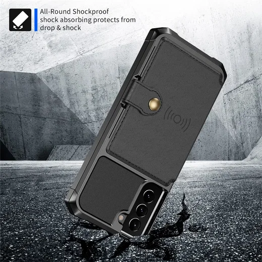 Samsung Galaxy S22 TPU Back Cover met Kunstleren Wallet Zwart afbeelding 3