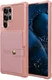 Samsung Galaxy S22 Ultra TPU Back Cover met Kunstleren Wallet Roze afbeelding 2