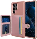 Samsung Galaxy S22 Ultra TPU Back Cover met Kunstleren Wallet Roze