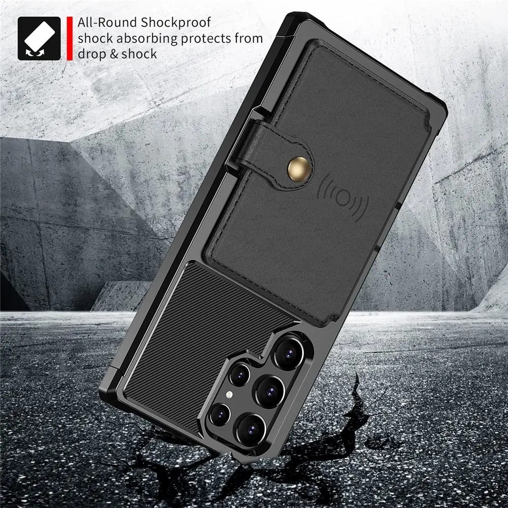 Samsung Galaxy S22 Ultra TPU Back Cover met Kunstleren Wallet Zwart afbeelding 3