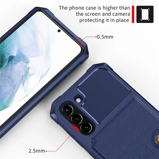 Samsung Galaxy S21 FE TPU Back Cover met Kunstleren Wallet Blauw afbeelding 7