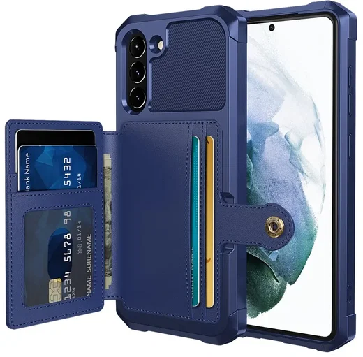 Samsung Galaxy S21 FE TPU Back Cover met Kunstleren Wallet Blauw afbeelding 1