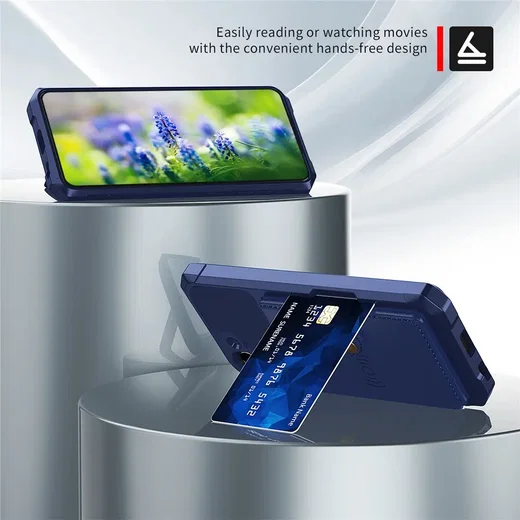 Samsung Galaxy S21 FE TPU Back Cover met Kunstleren Wallet Blauw afbeelding 2