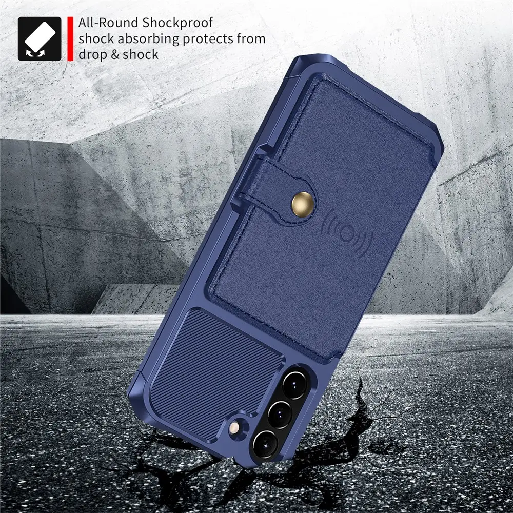 Samsung Galaxy S21 FE TPU Back Cover met Kunstleren Wallet Blauw afbeelding 3