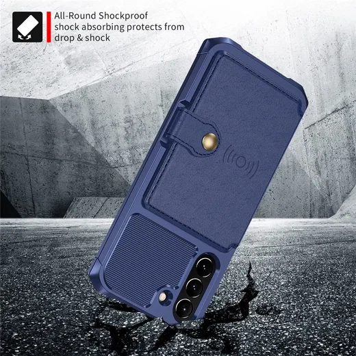 Samsung Galaxy S21 FE TPU Back Cover met Kunstleren Wallet Blauw afbeelding 3