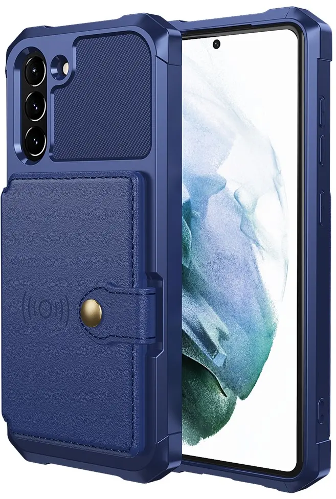 Samsung Galaxy S21 FE TPU Back Cover met Kunstleren Wallet Blauw afbeelding 8
