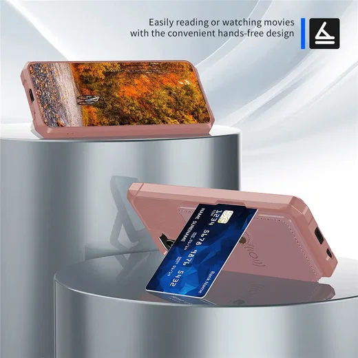 Samsung Galaxy S21 TPU Back Cover met Kunstleren Wallet Roze afbeelding 3