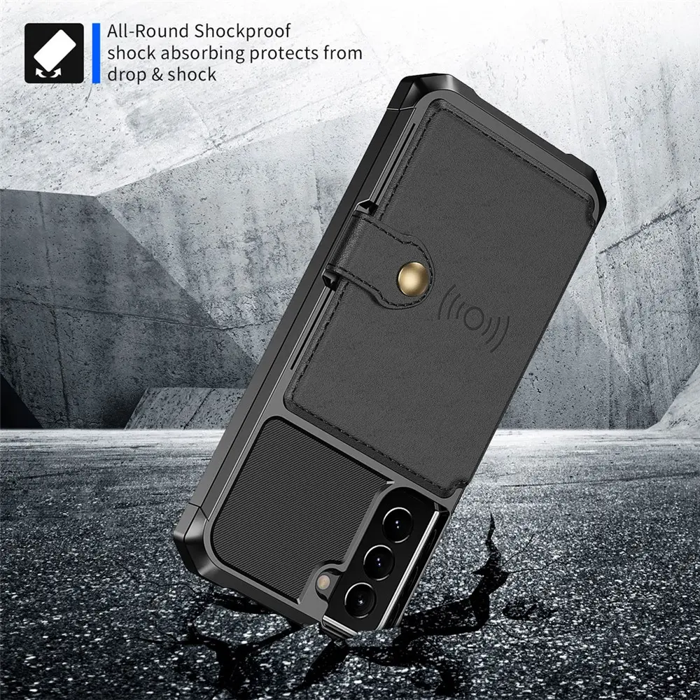 Samsung Galaxy S21 TPU Back Cover met Kunstleren Wallet Zwart afbeelding 6