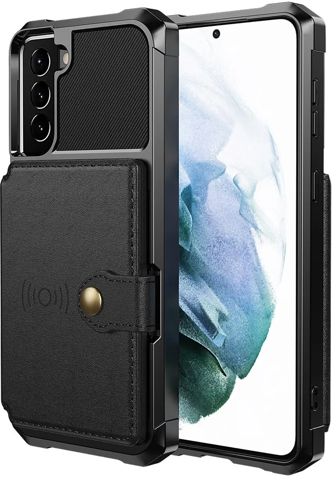 Samsung Galaxy S21 TPU Back Cover met Kunstleren Wallet Zwart afbeelding 1