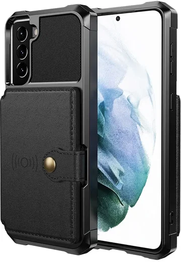 Samsung Galaxy S21 TPU Back Cover met Kunstleren Wallet Zwart afbeelding 1