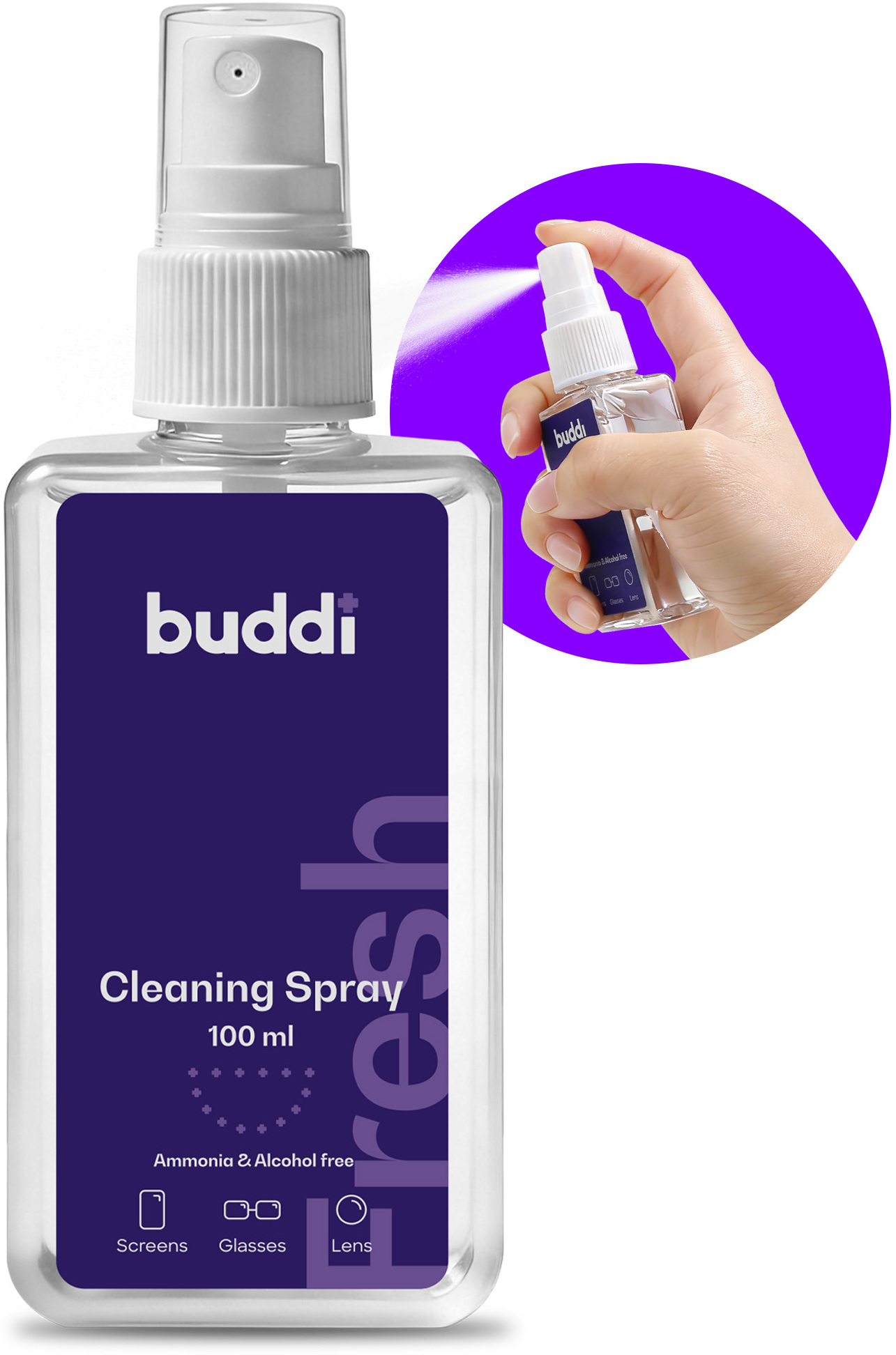 Buddi Fresh Schoonmaak Set Microvezel Doek met Spray 100ml afbeelding 2