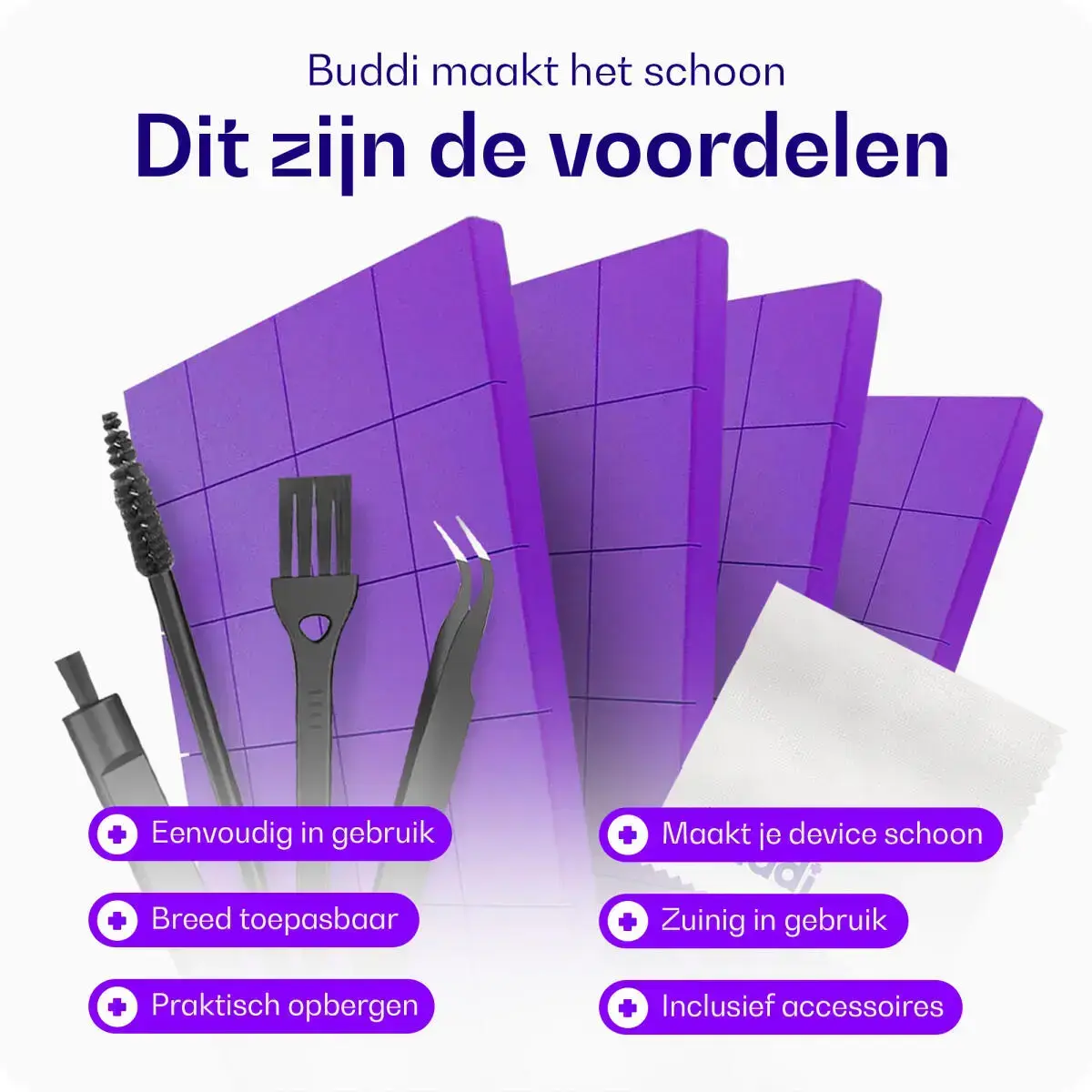 Buddi Fresh Complete Telefoon Schoonmaakset met Spray, Doek en Tools afbeelding 4