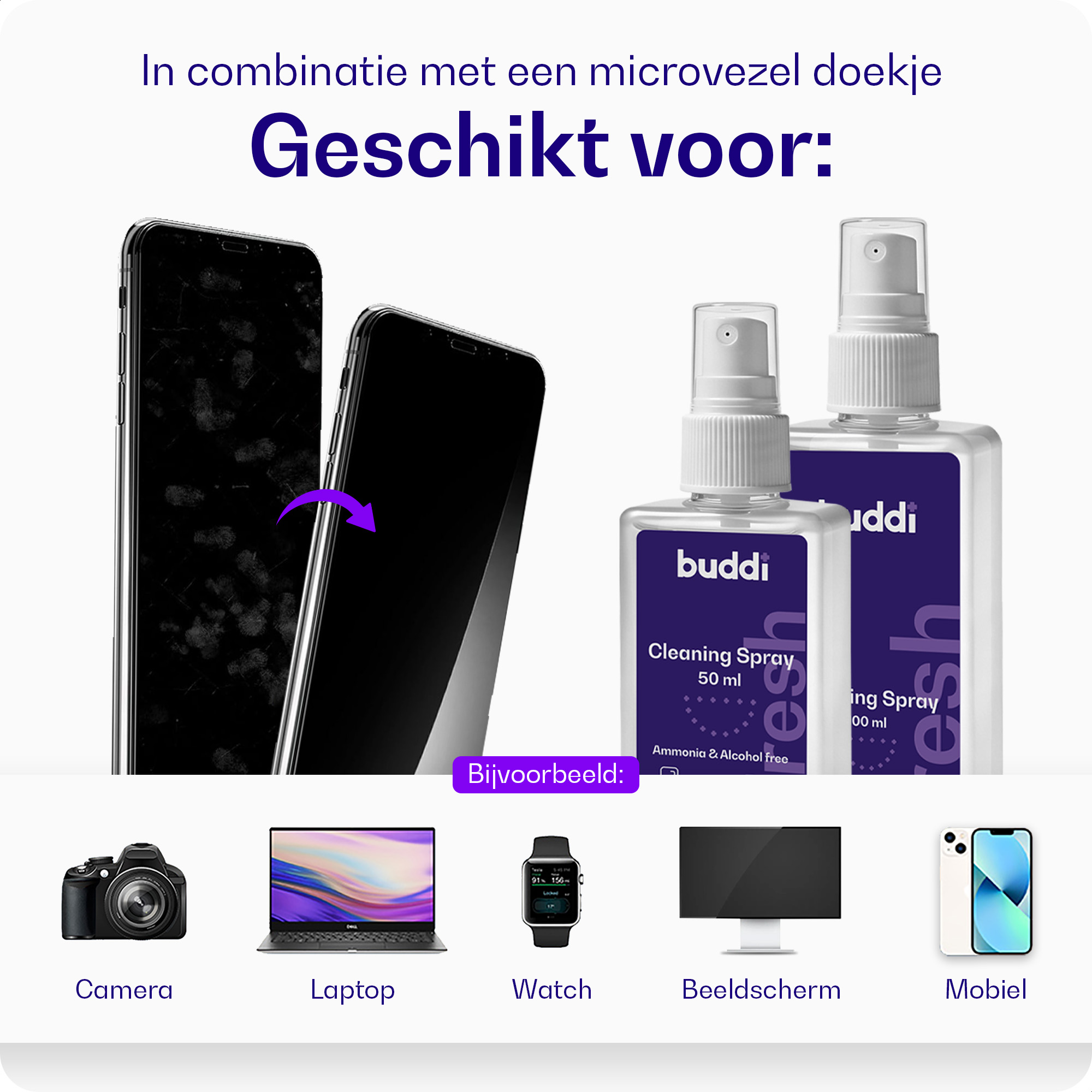 Buddi Fresh Complete Telefoon Schoonmaakset met Spray, Doek en Tools afbeelding 9