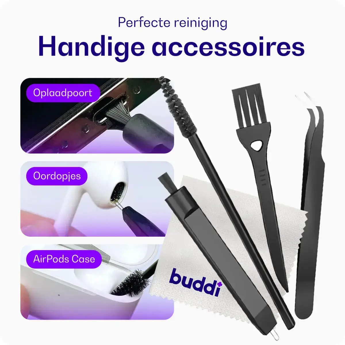 Buddi Fresh Complete Telefoon Schoonmaakset met Spray, Doek en Tools afbeelding 2