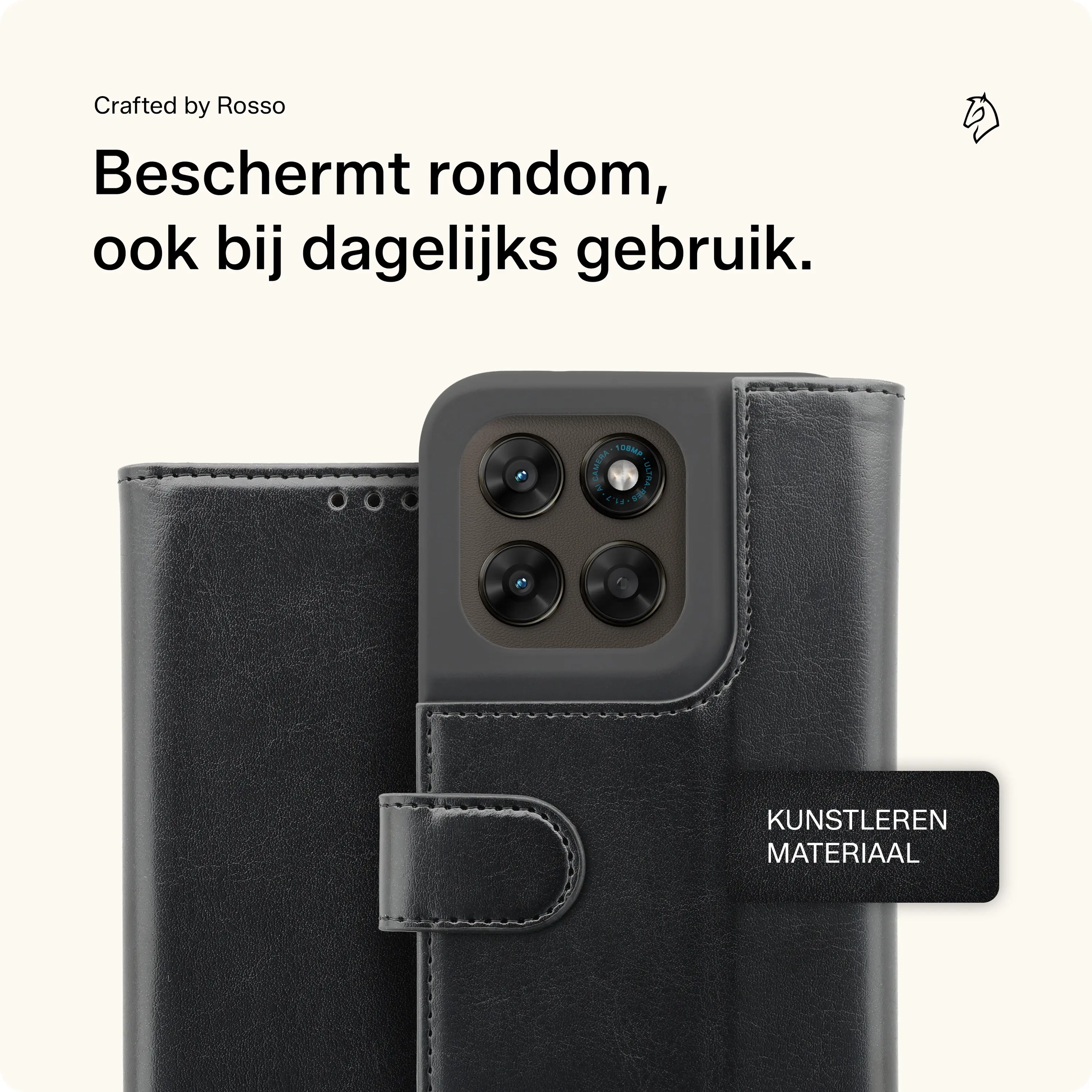Rosso Element Motorola Moto G87 / G77 / G67 Hoesje Book Case Wallet Zwart afbeelding 3