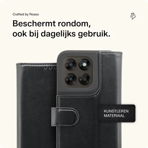 Rosso Element Motorola Moto G87 / G77 / G67 Hoesje Book Case Wallet Zwart afbeelding 3