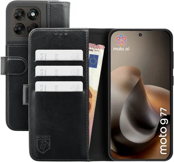 Rosso Element Motorola Moto G87 / G77 / G67 Hoesje Book Case Wallet Zwart