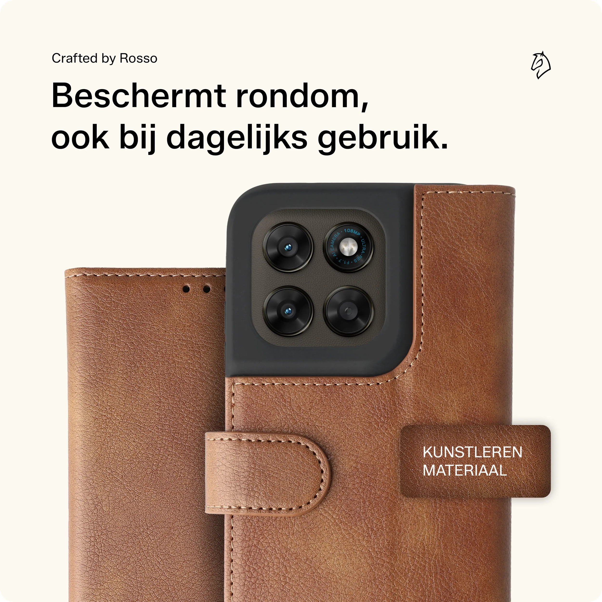 Rosso Element Motorola Moto G87 / G77 / G67 Hoesje Book Case Wallet Bruin afbeelding 3