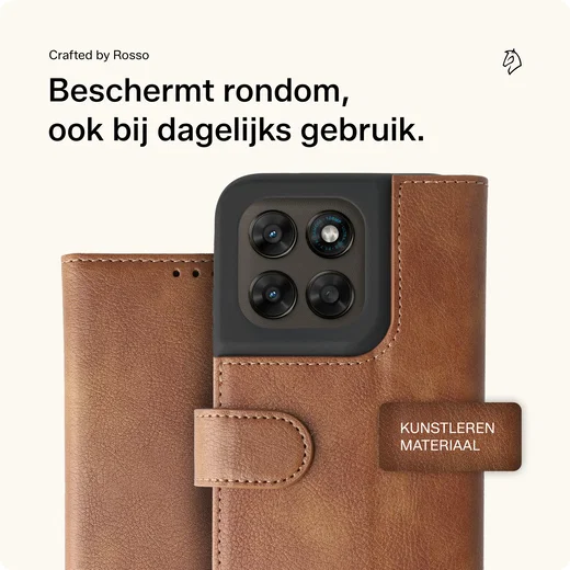 Rosso Element Motorola Moto G87 / G77 / G67 Hoesje Book Case Wallet Bruin afbeelding 3
