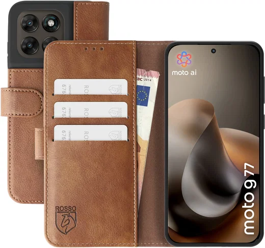 Rosso Element Motorola Moto G87 / G77 / G67 Hoesje Book Case Wallet Bruin afbeelding 1