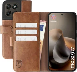 Rosso Element Motorola Moto G87 / G77 / G67 Hoesje Book Case Wallet Bruin afbeelding