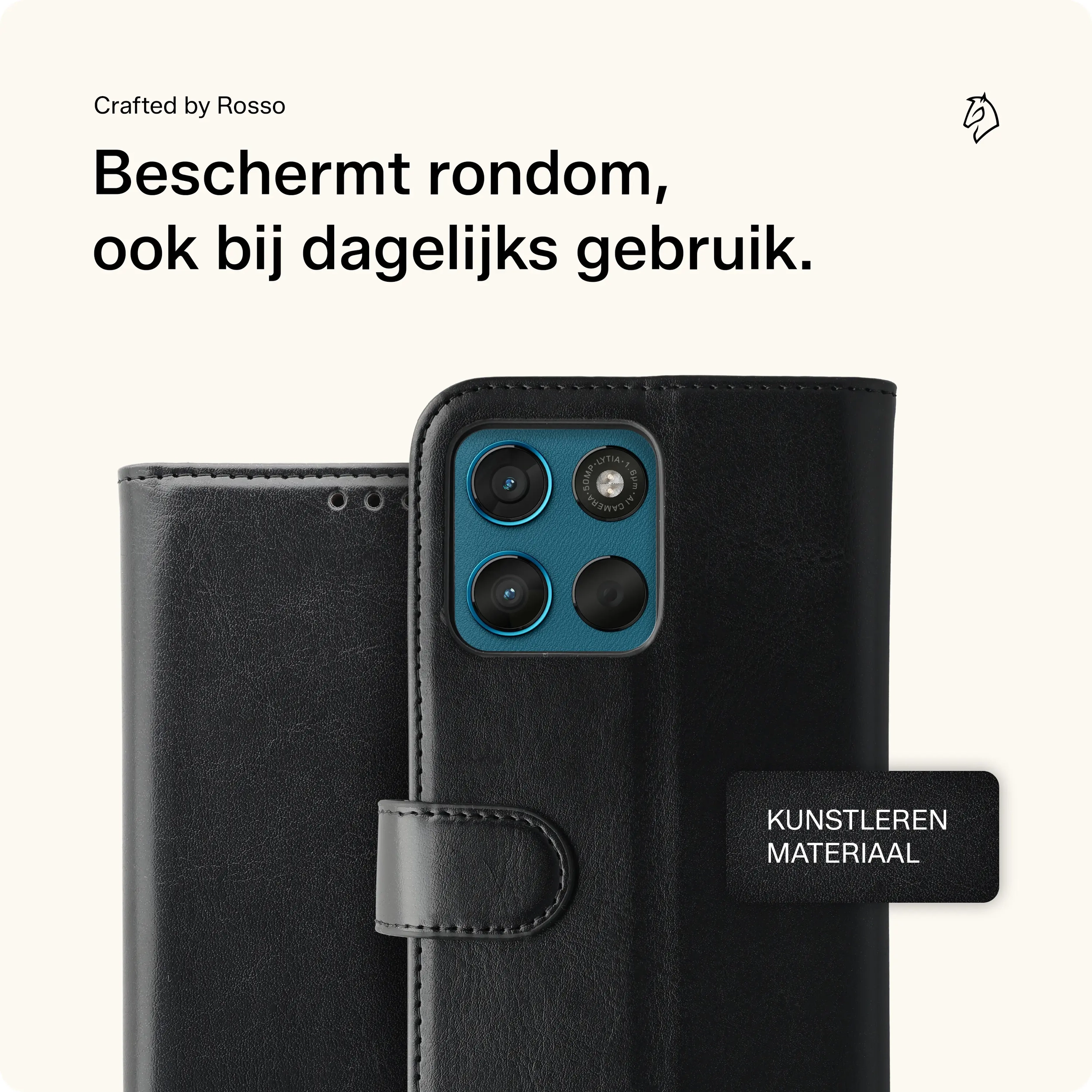 Rosso Element Motorola Moto G57 Power Hoesje Book Case Wallet Zwart afbeelding 3