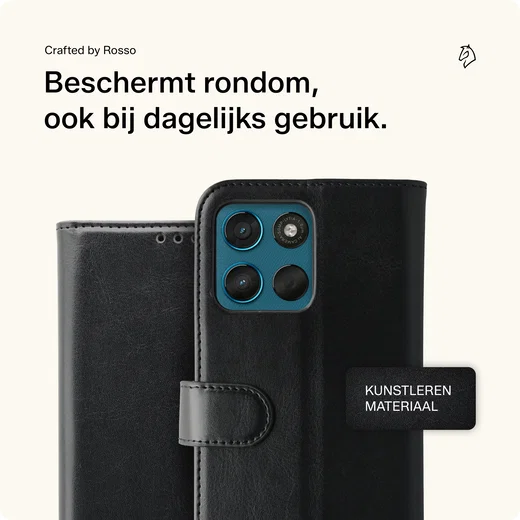 Rosso Element Motorola Moto G57 Power Hoesje Book Case Wallet Zwart afbeelding 3