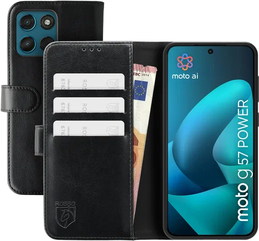 Rosso Element Motorola Moto G57 Power Hoesje Book Case Wallet Zwart afbeelding 1