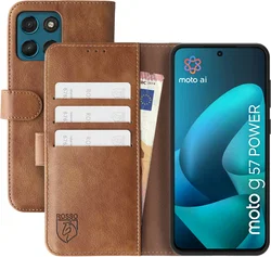 Rosso Element Motorola Moto G57 Power Hoesje Book Case Wallet Bruin afbeelding