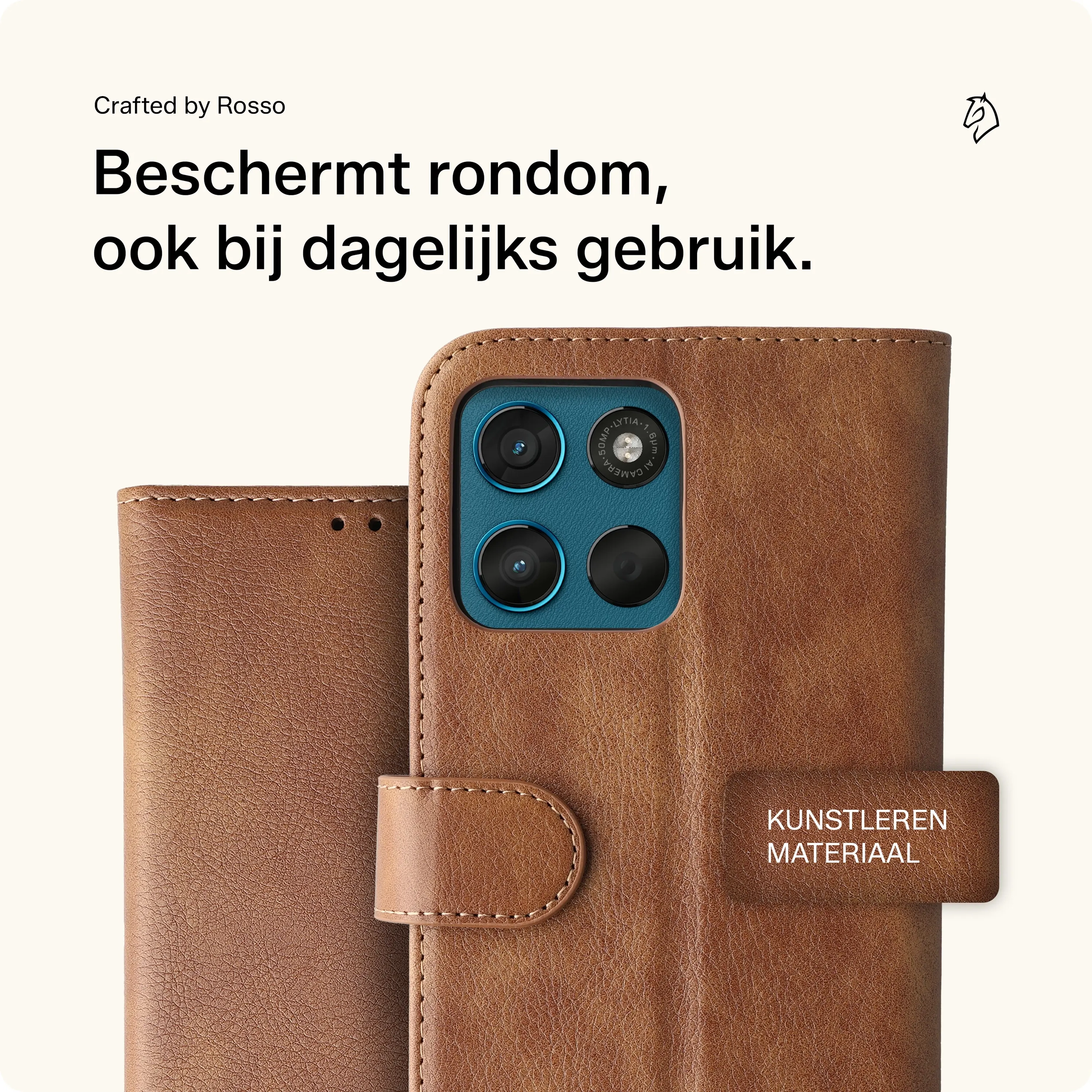 Rosso Element Motorola Moto G57 Power Hoesje Book Case Wallet Bruin afbeelding 3