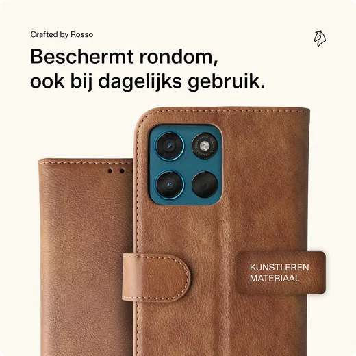 Rosso Element Motorola Moto G57 Power Hoesje Book Case Wallet Bruin afbeelding 3