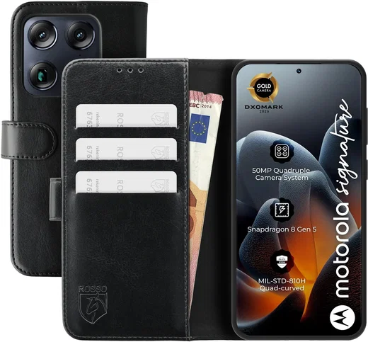 Rosso Element Motorola Signature Hoesje Book Case Wallet Zwart afbeelding 1