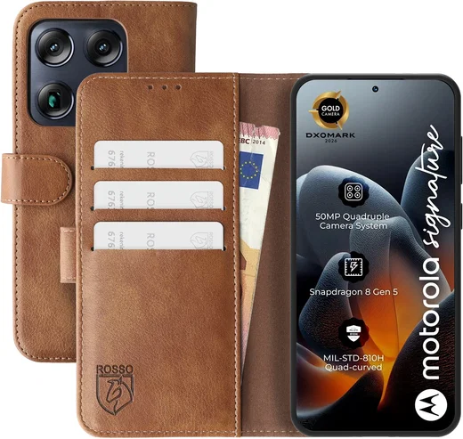 Rosso Element Motorola Signature Hoesje Book Case Wallet Bruin afbeelding 1