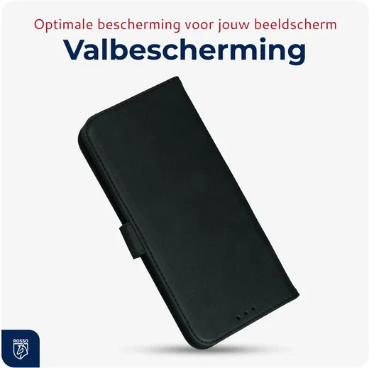Rosso Deluxe OnePlus Nord 6 Hoesje Echt Leer Book Case Zwart afbeelding 7